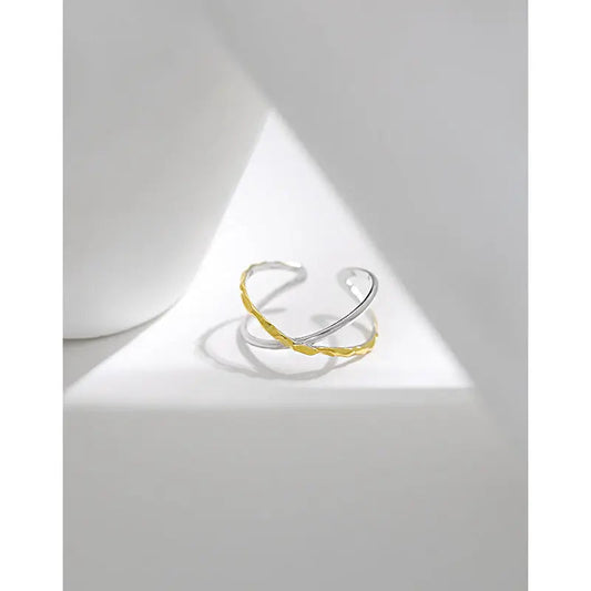 Dual Texture Silver Stacking Ring