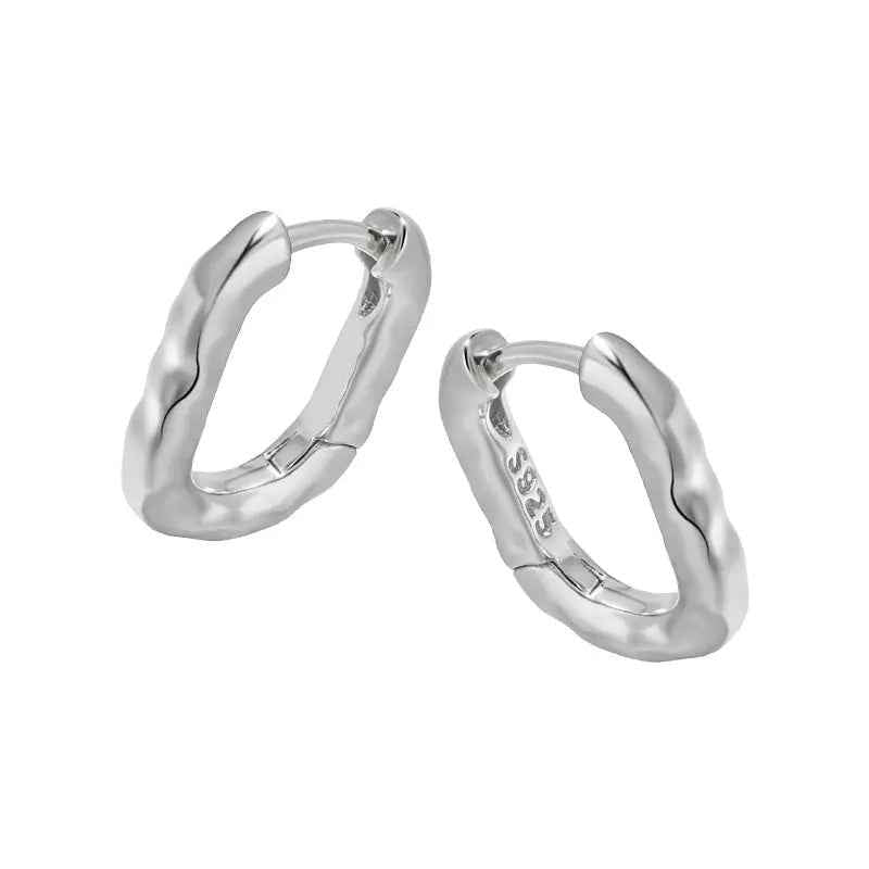 Serene Contours Silver Huggie Earrings
