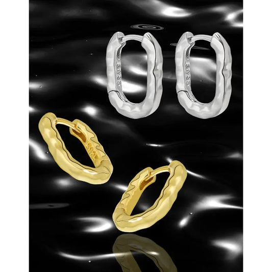 Serene Contours Silver Huggie Earrings