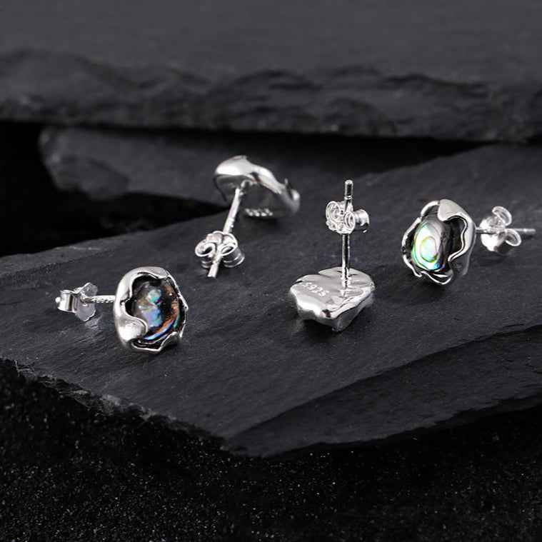 Iridescent Abalone Stud Earrings