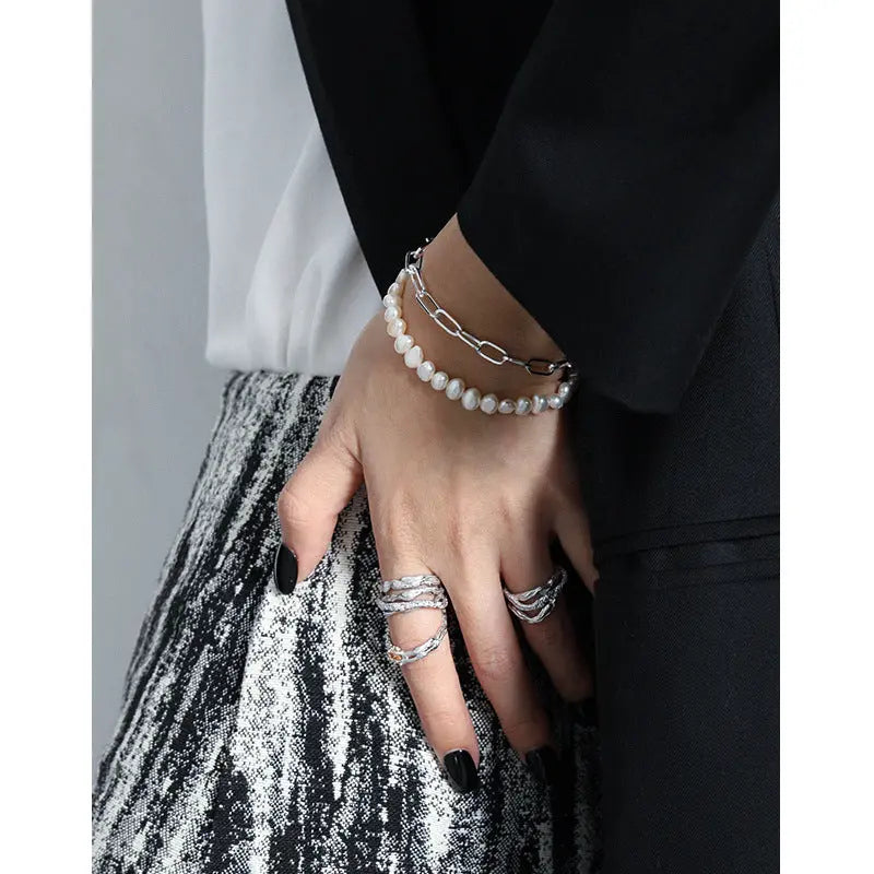 Luxe Silver Pearl Bracelet