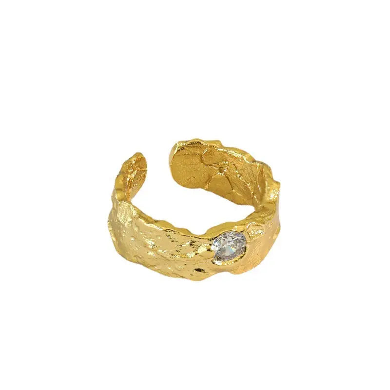 SELENE'S SINGLE ZIRCON SILVER RING - OPHRASTUDIO