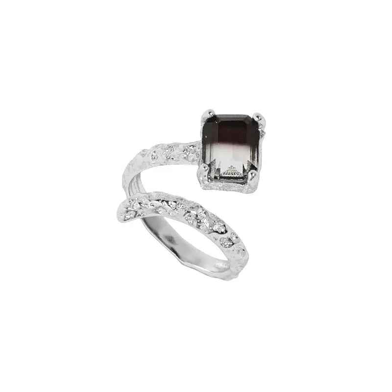 Freya's Tourmaline Texture Silver Statement Ring