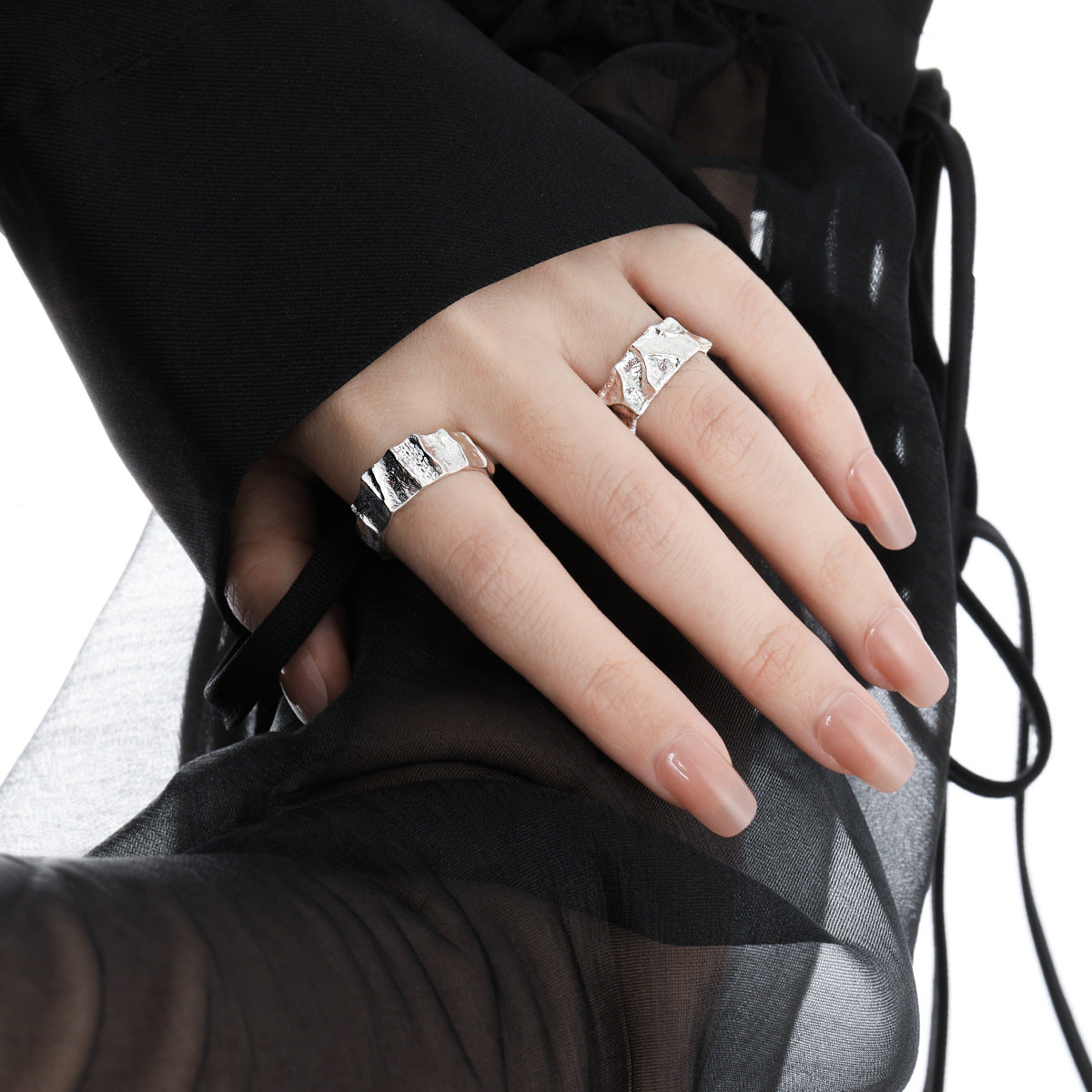 AURORA'S IRREGULAR PLEATED SILVER RING OPHRASTUDIO