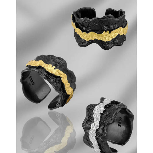 Artisan Flair Black Silver Statement Ring