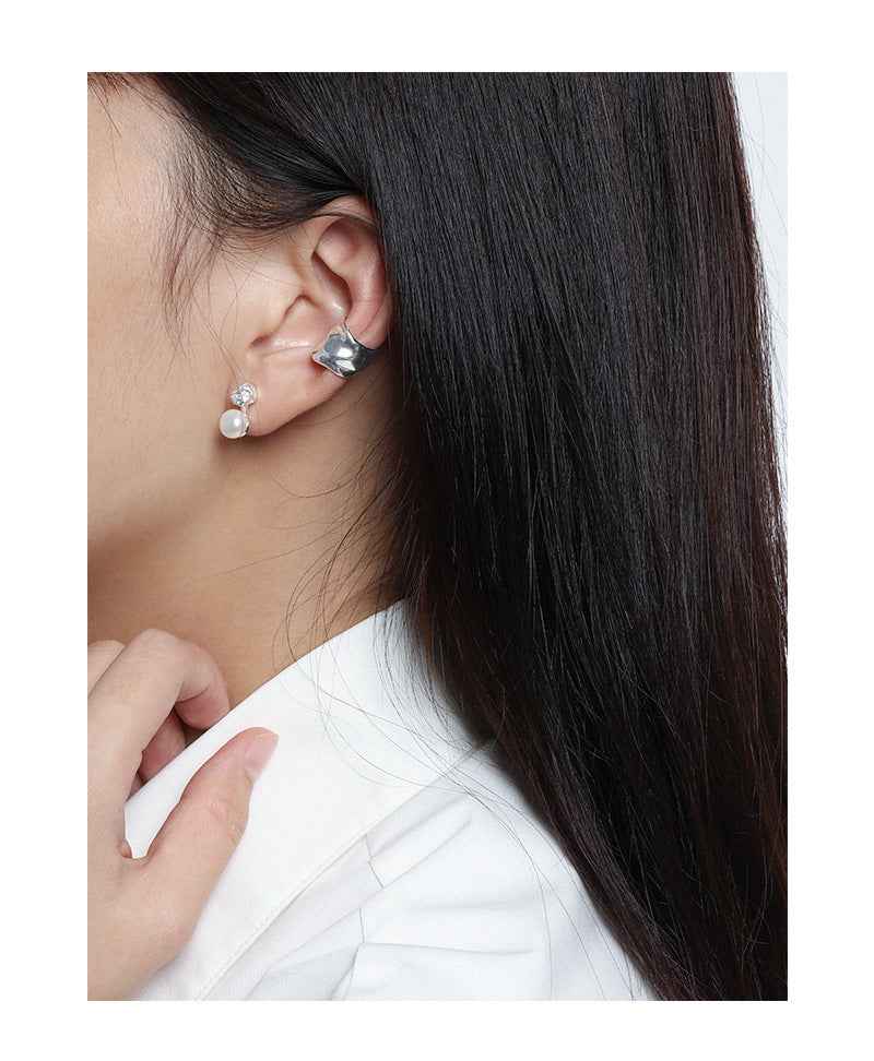 Bold Ripple Sterling Silver Ear Cuff