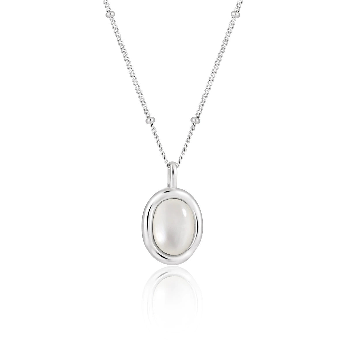 Natural White Shell Silver Pendant Necklace OPHRASTUDIO
