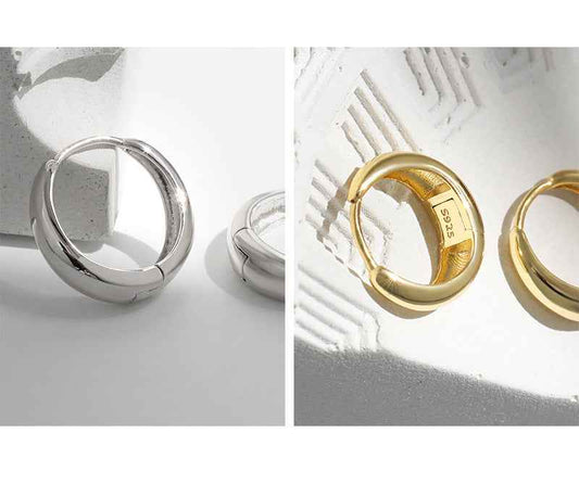Isabella's Geometric Circle Silver Huggie Earrings