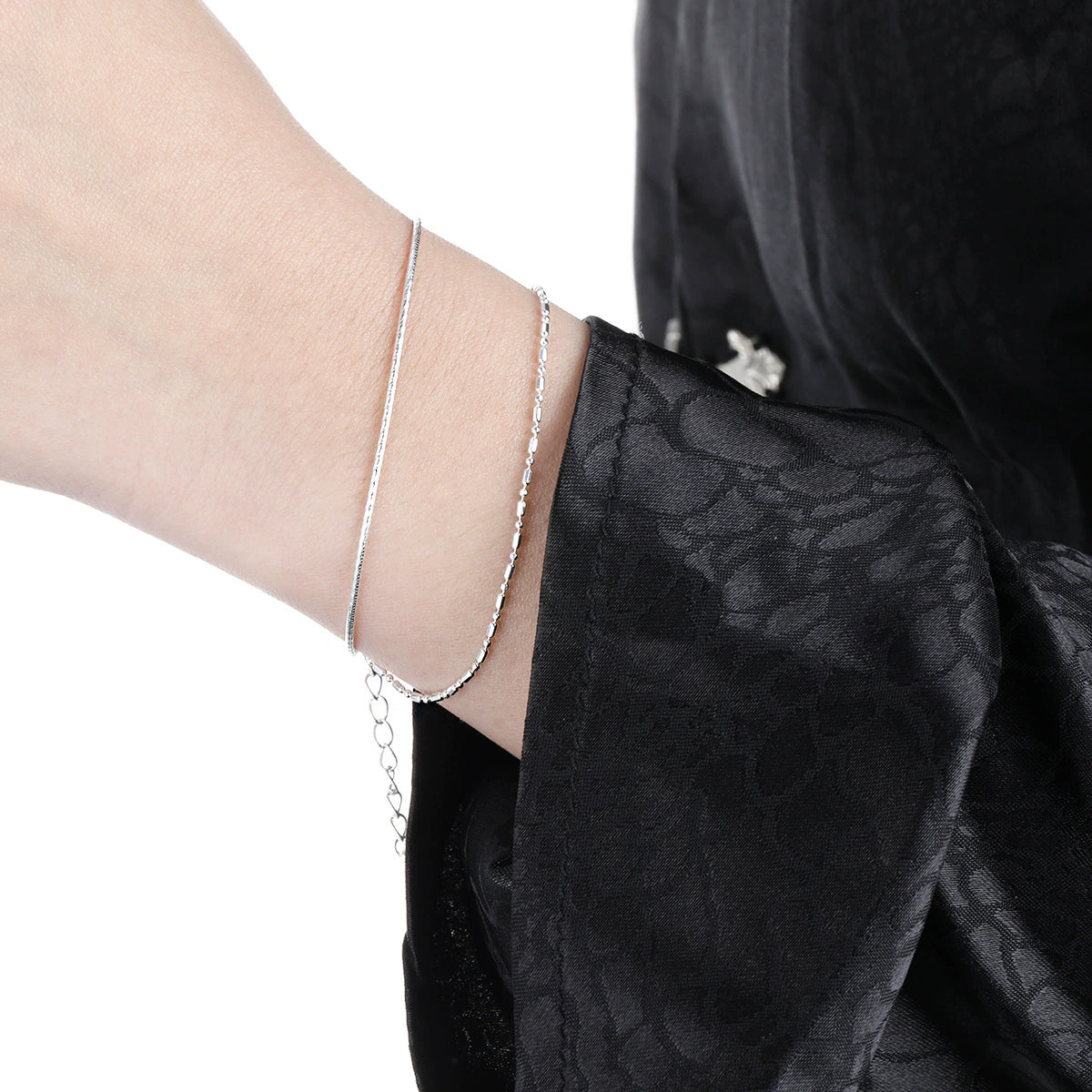 SILVER DOUBLE-LAYER BRACELET - OPHRASTUDIO