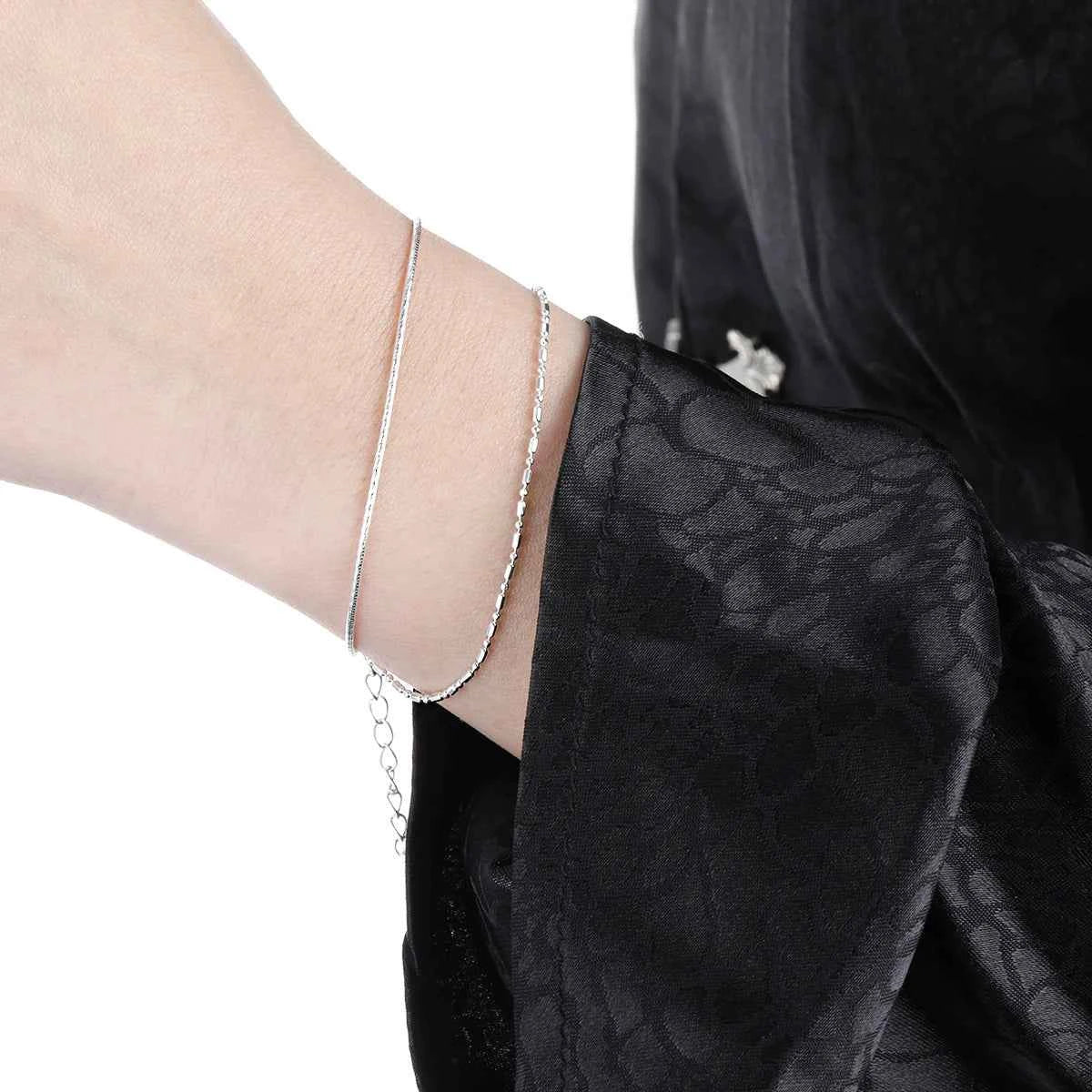 Double-Layer Silver Chain Bracelet