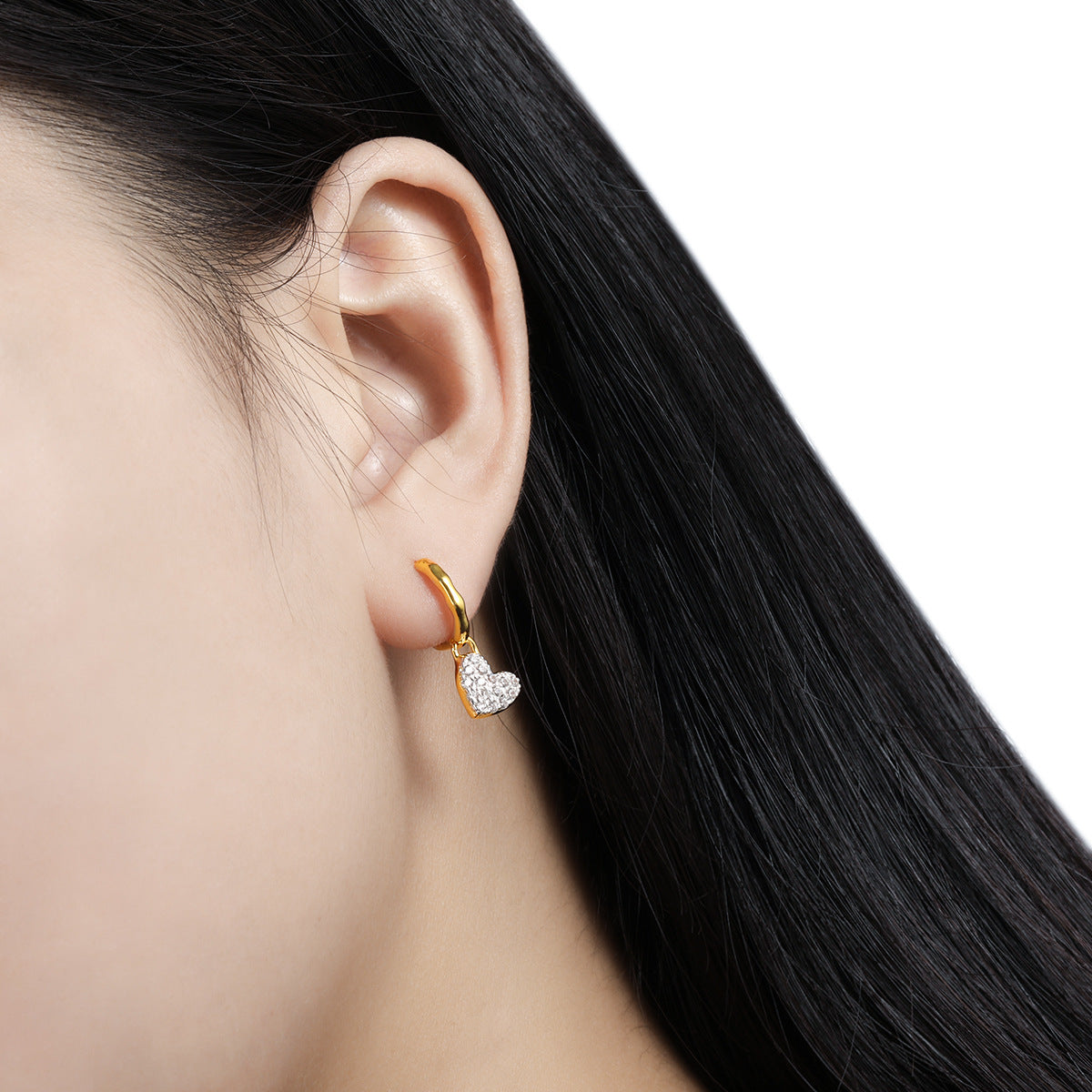 SPARKING HEART DROP SILVER EARRINGS - OPHRASTUDIO