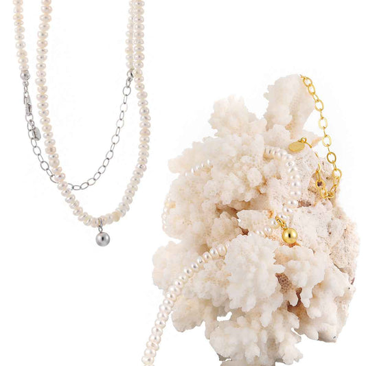 LUNA'S NATURAL FRESHWATER PEARL SILVER NECKLACE OPHRASTUDIO