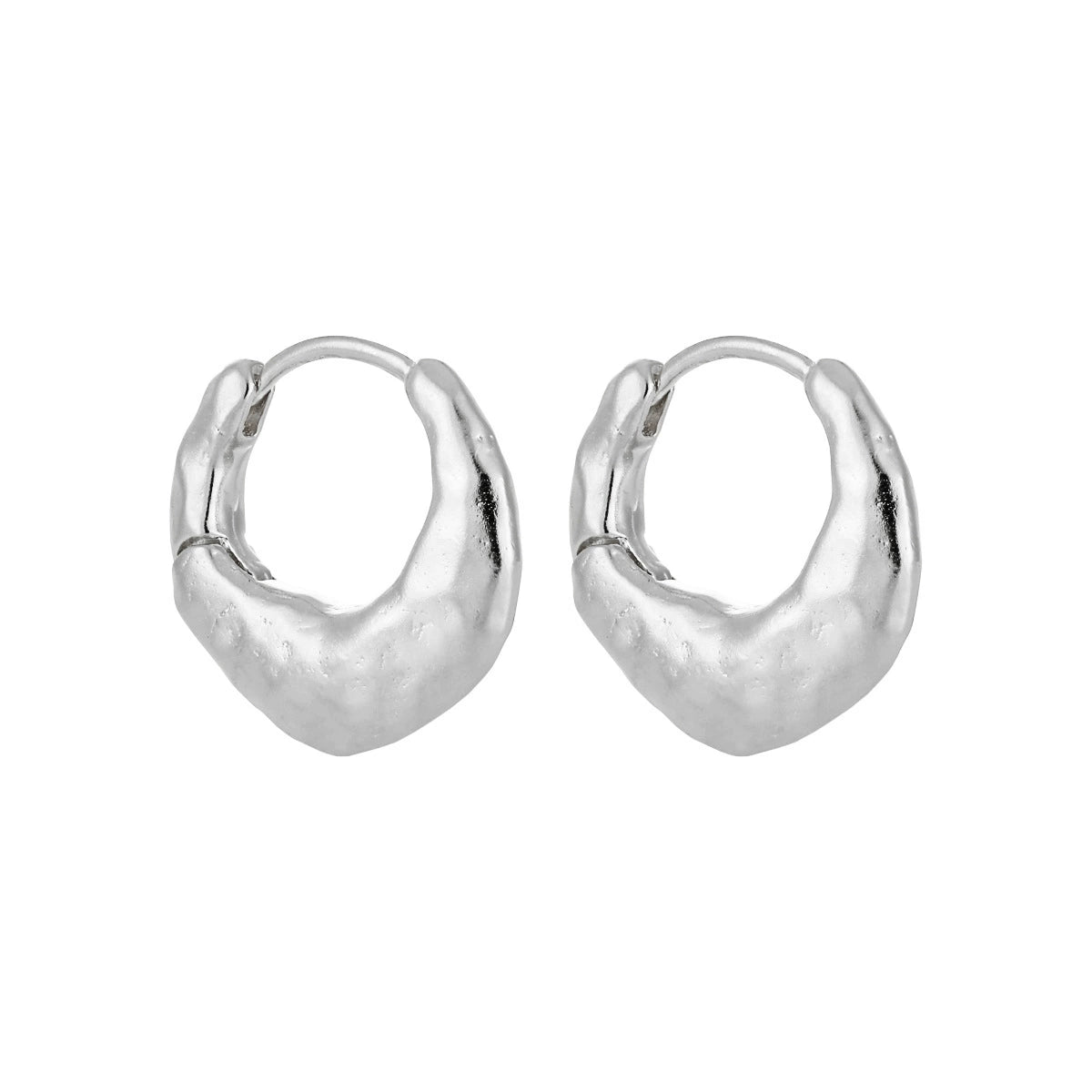 Molten Lava Matte Silver Huggie Earrings OPHRASTUDIO