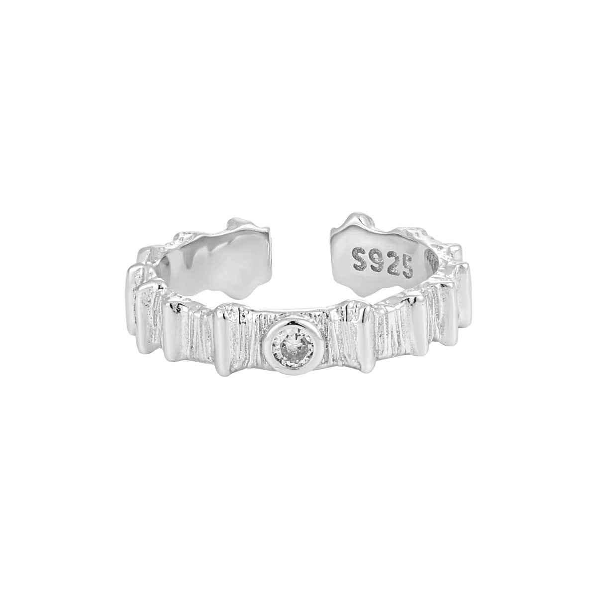 Striped Elegance Silver Statement Ring