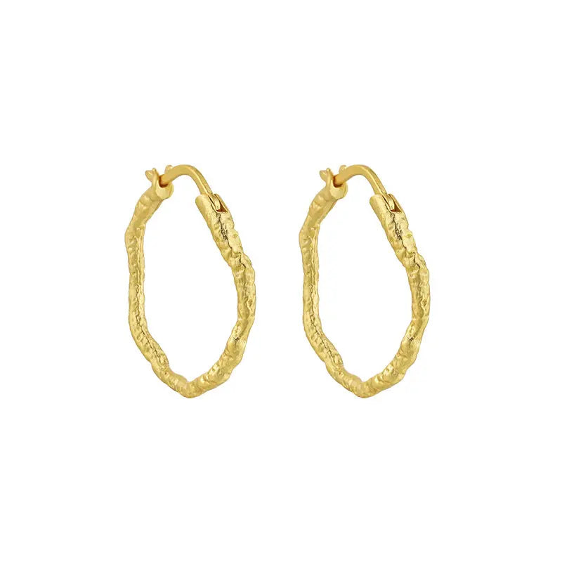 Geometric Circle Silver Hoop Earrings