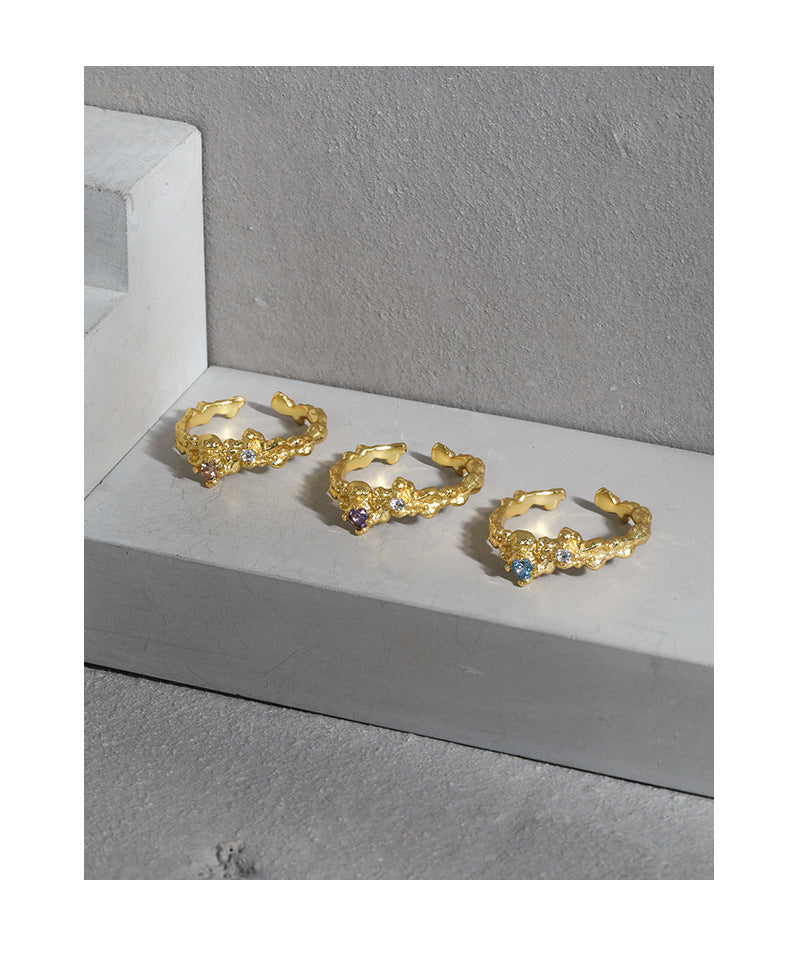 EVELYN'S MICRO-INLAID ZIRCON SILVER RING - OPHRASTUDIO