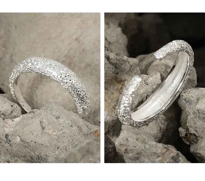 Celeste's Matte Geometric Luxury Silver Stacking Ring