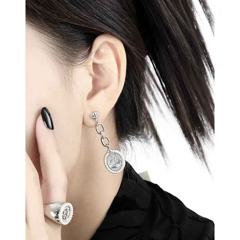 Diamond Silver Drop Earrings