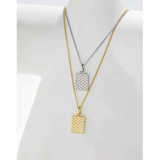 Athena's Geometric Embossed Silver Pendant Necklace