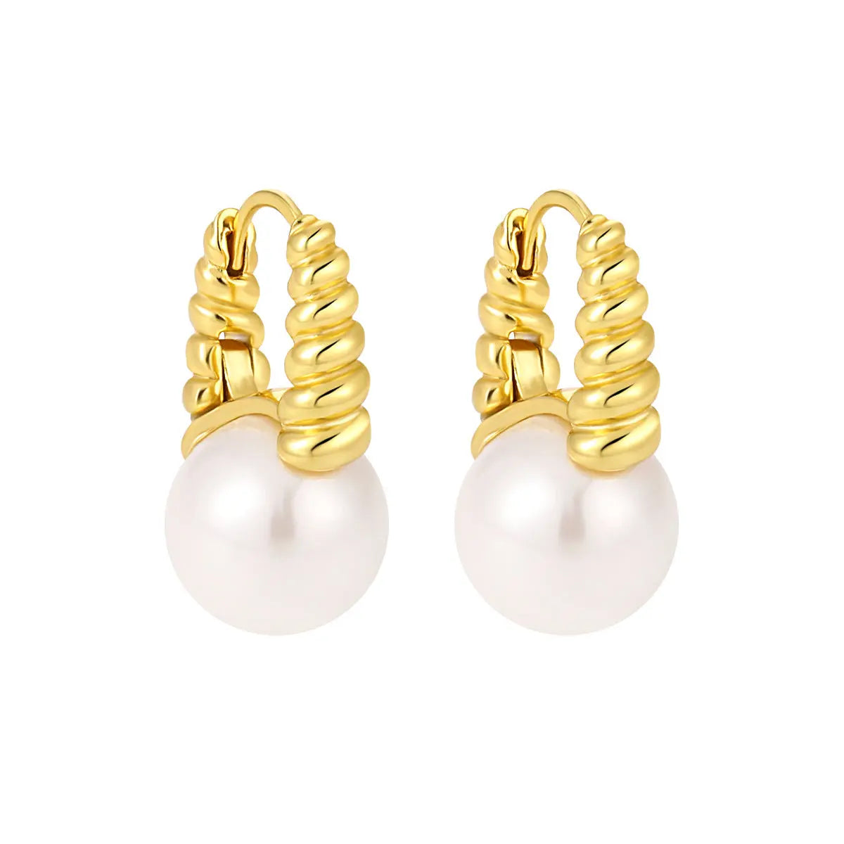 Pearl Twist Elegance Silver Huggie Earrings