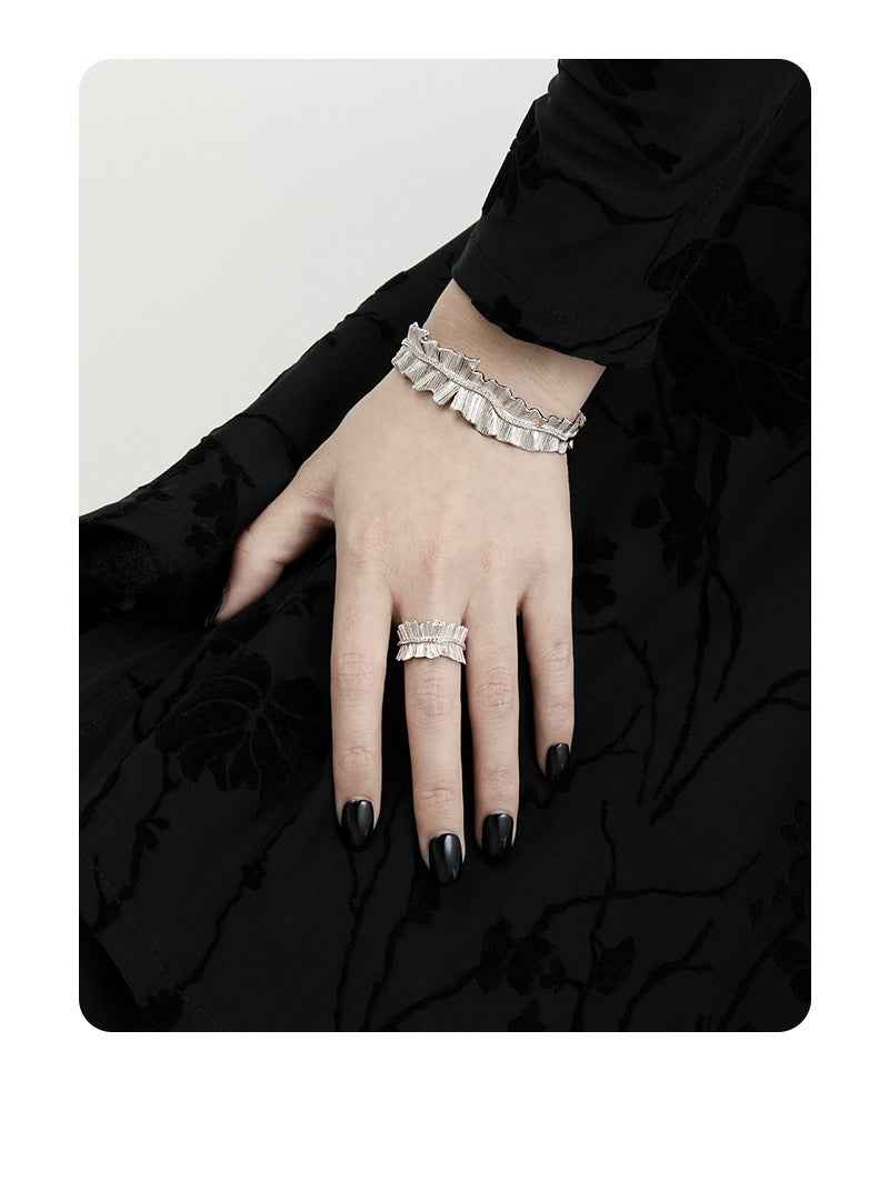 Skirted Elegance Silver Statement Ring