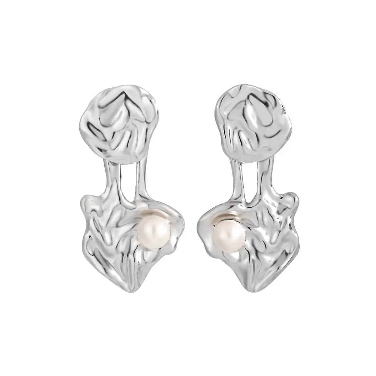 Water Ripple Silver Drop Earrings