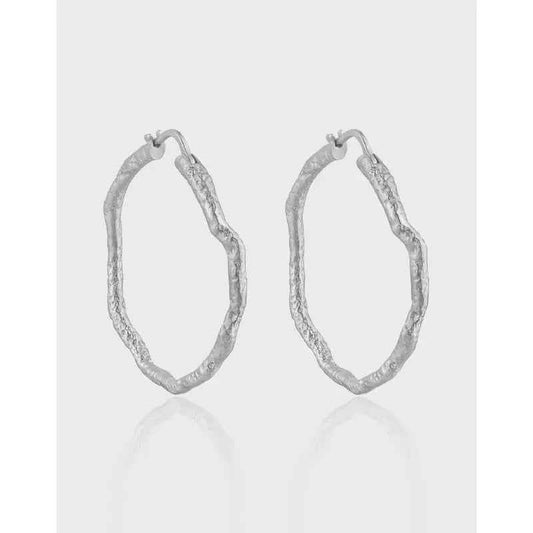 Geometric Circle Silver Hoop Earrings