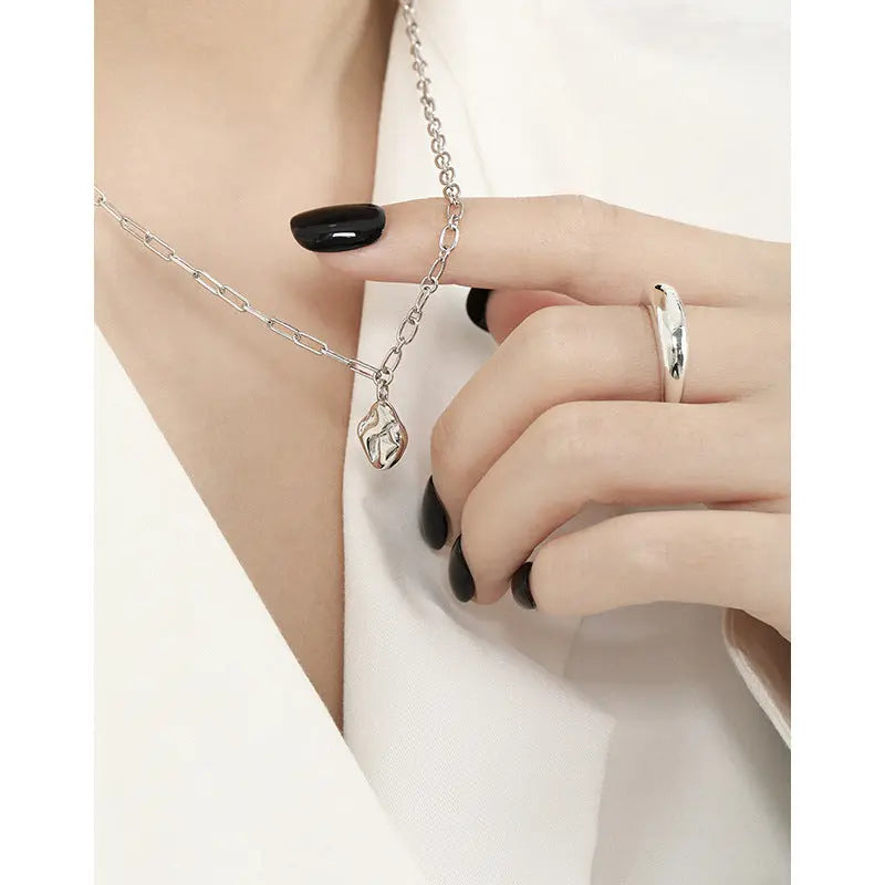 DIANA'S CONCAVE-CONVEX PENDANT SILVER NECKLACE - OPHRASTUDIO