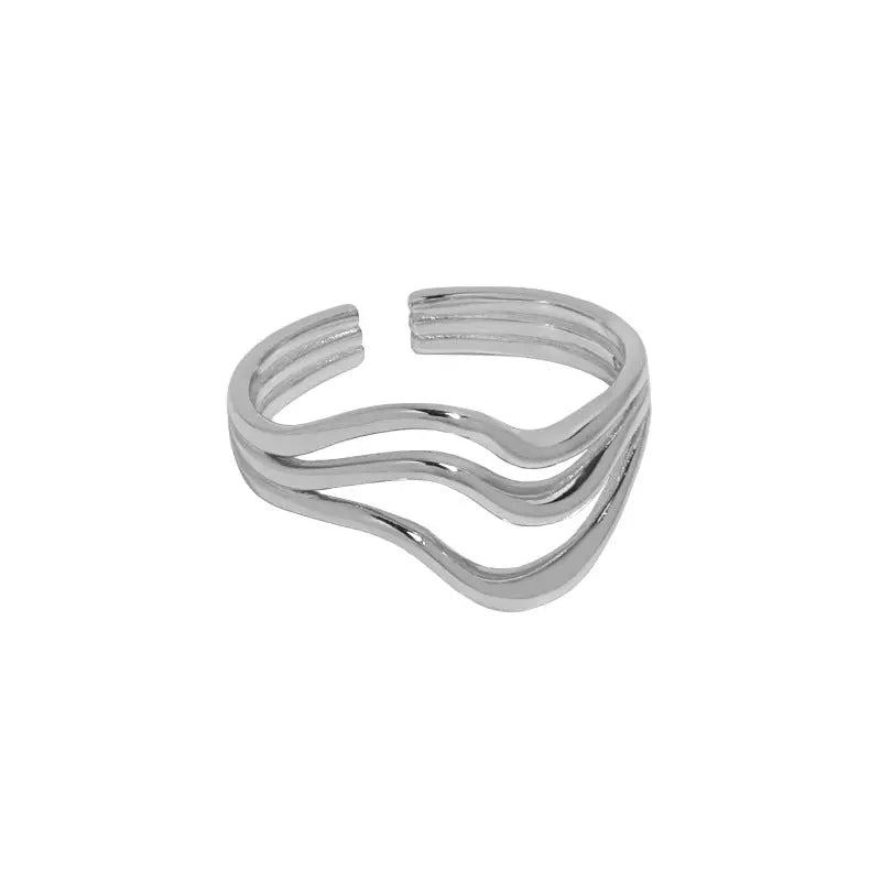 NYMPHEA'S WAVY TEXTURE SILVER RING - OPHRASTUDIO