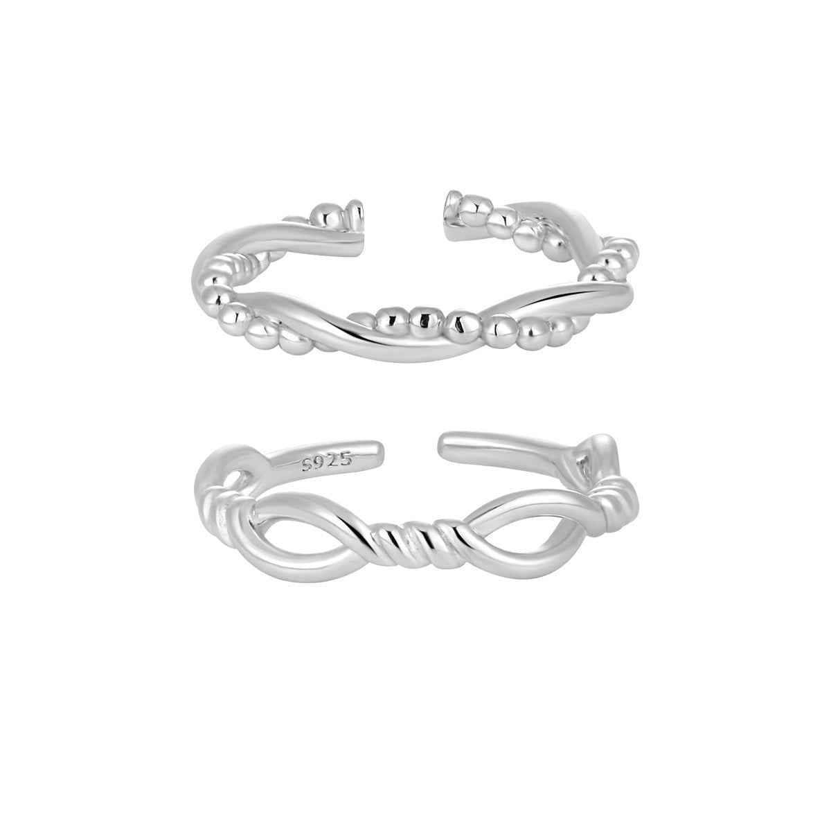 Lovers' Whisper Round Bead Silver Stacking Ring