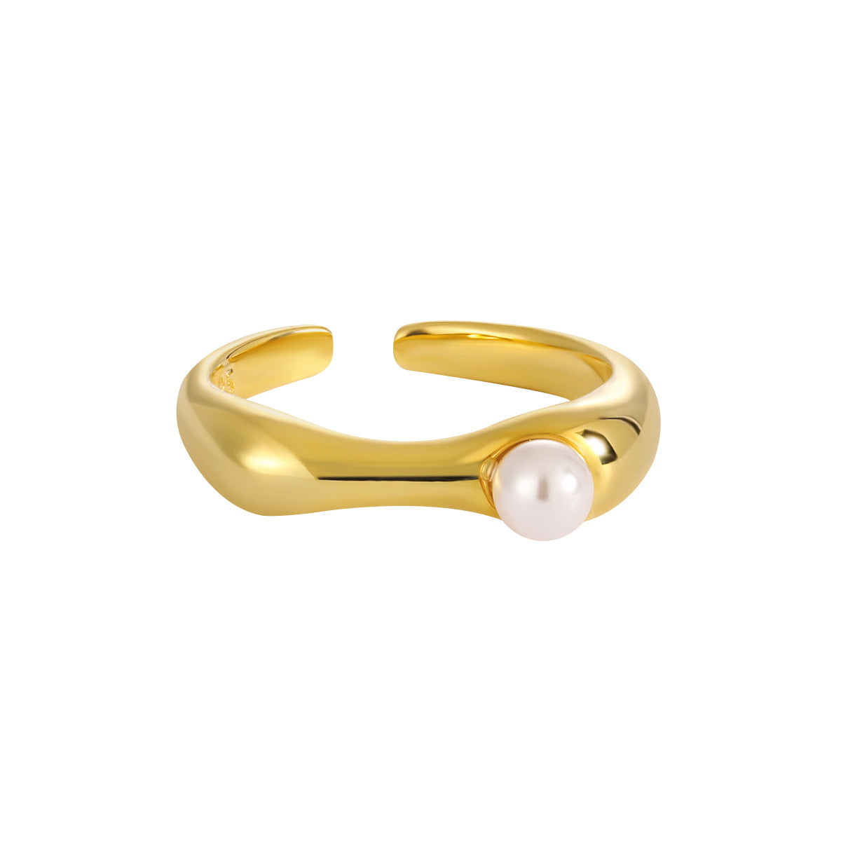 Guinevere's Geometric Silver Pearl Ring
