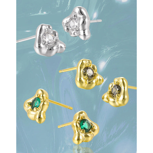 Love Zircon Silver Stud Earrings