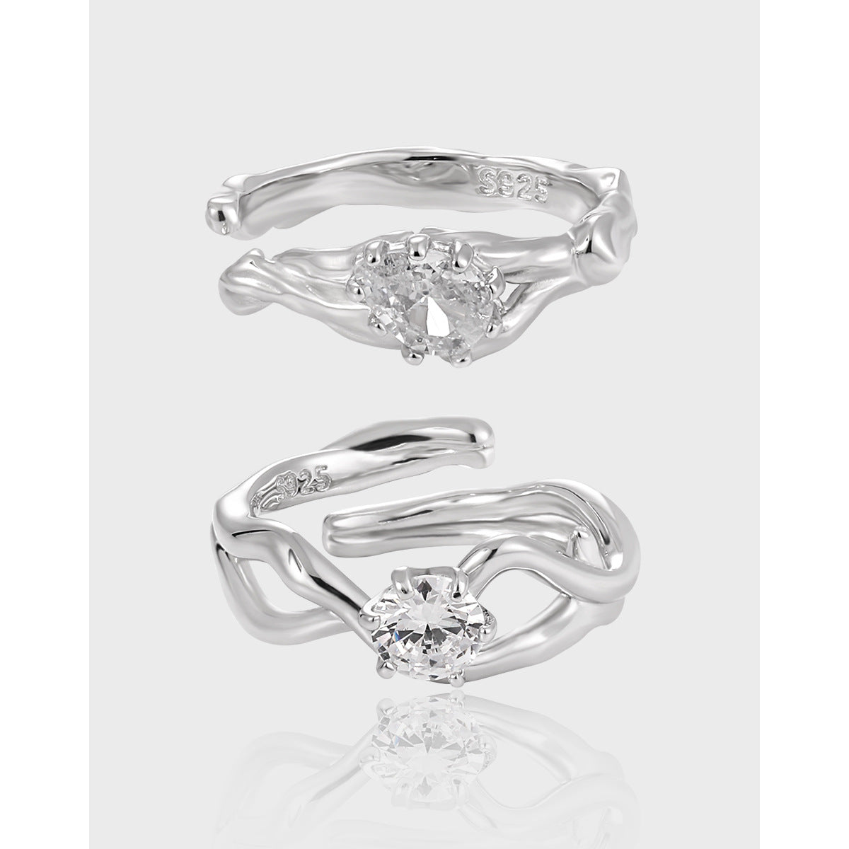 CELESTE'S HOLLOW ZIRCON SILVER RING - OPHRASTUDIO