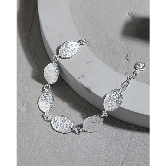 Leaf Texture Silver Chain Bracelet