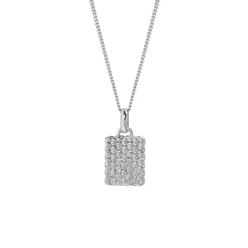 Athena's Geometric Embossed Silver Pendant Necklace