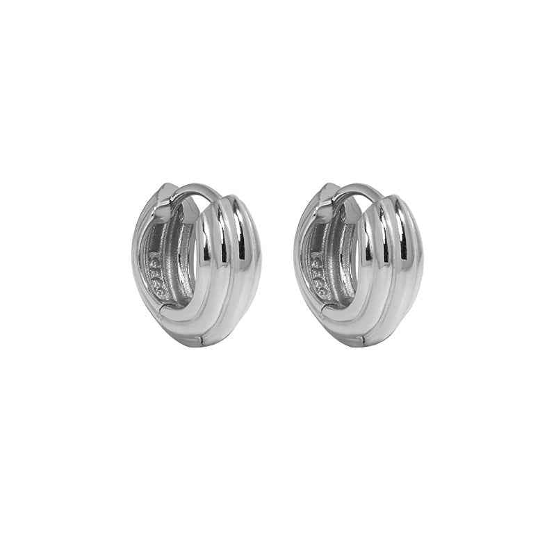 Echoing Multi-Circle Silver Huggie Earrings