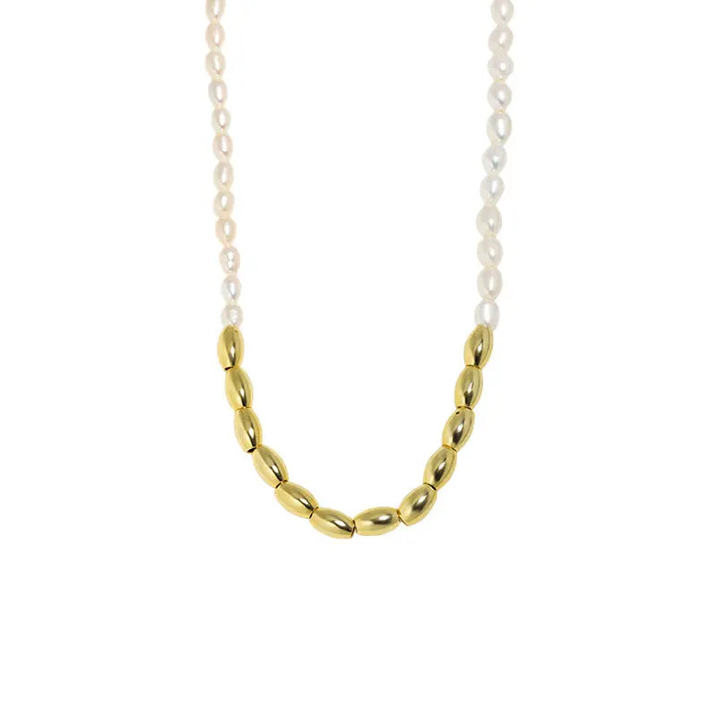 Natural Splice Silver Pearl Necklace