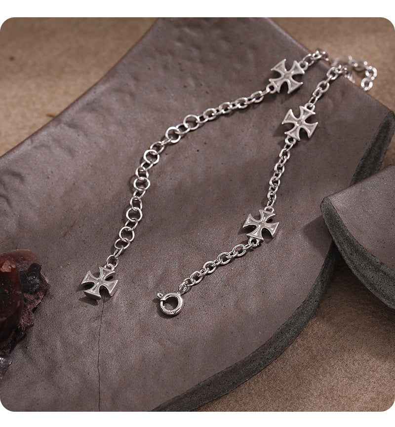 Cross Blossom Silver Bracelet