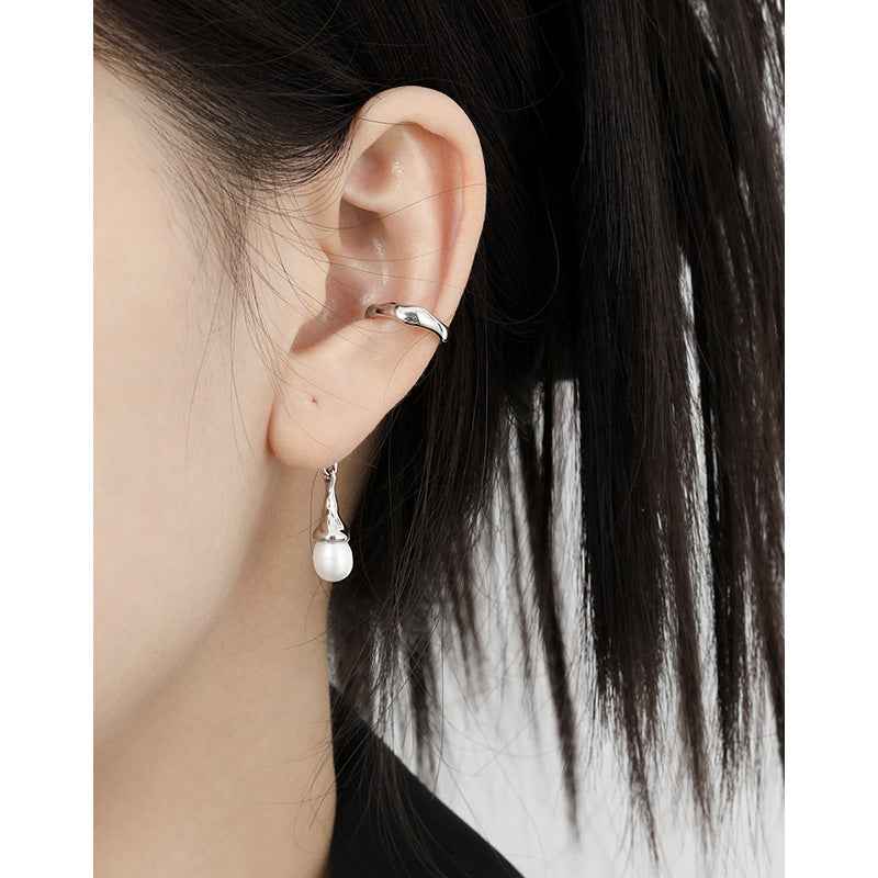 Long Freshwater Pearl Sterling Silver Ear Cuff Earring