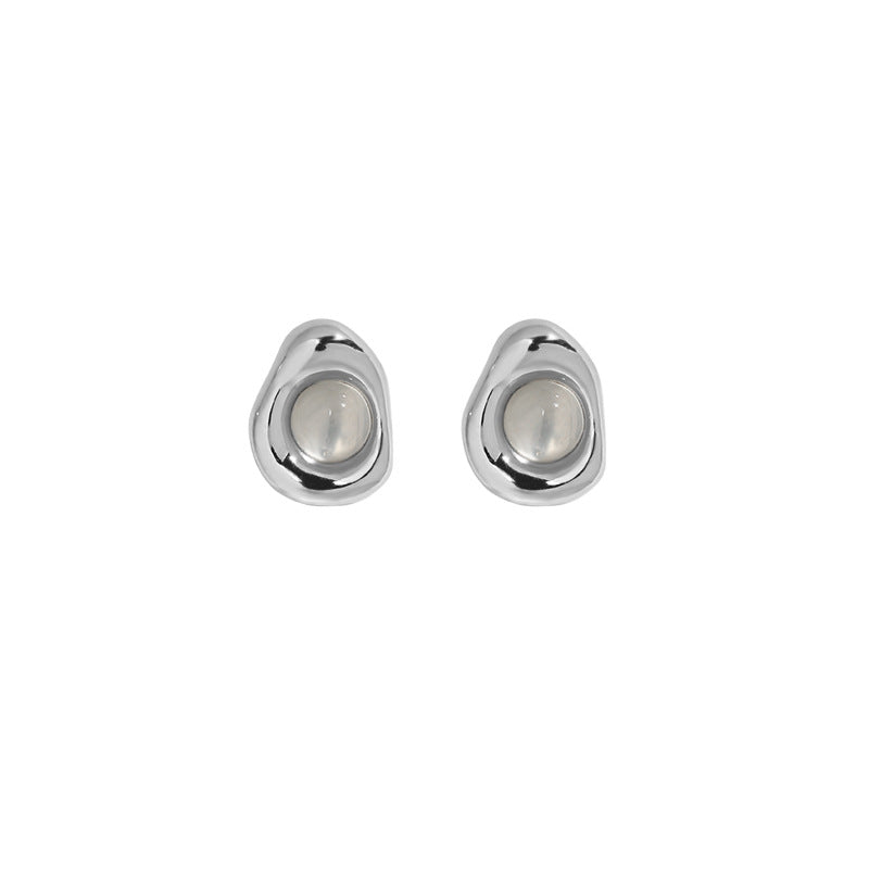 SERAPHINA'S CHALCEDONY SILVER EAR STUDS - OPHRASTUDIO