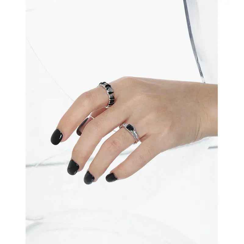 Magnetic Magma Silver Statement Ring