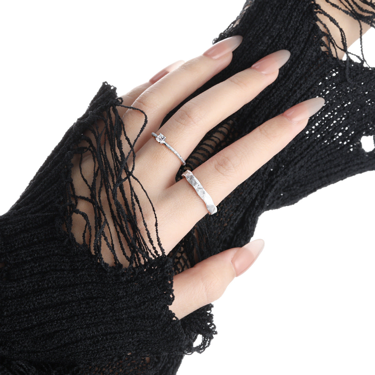 Wrinkled Matte Brushed Silver Band Ring OPHRASTUDIO