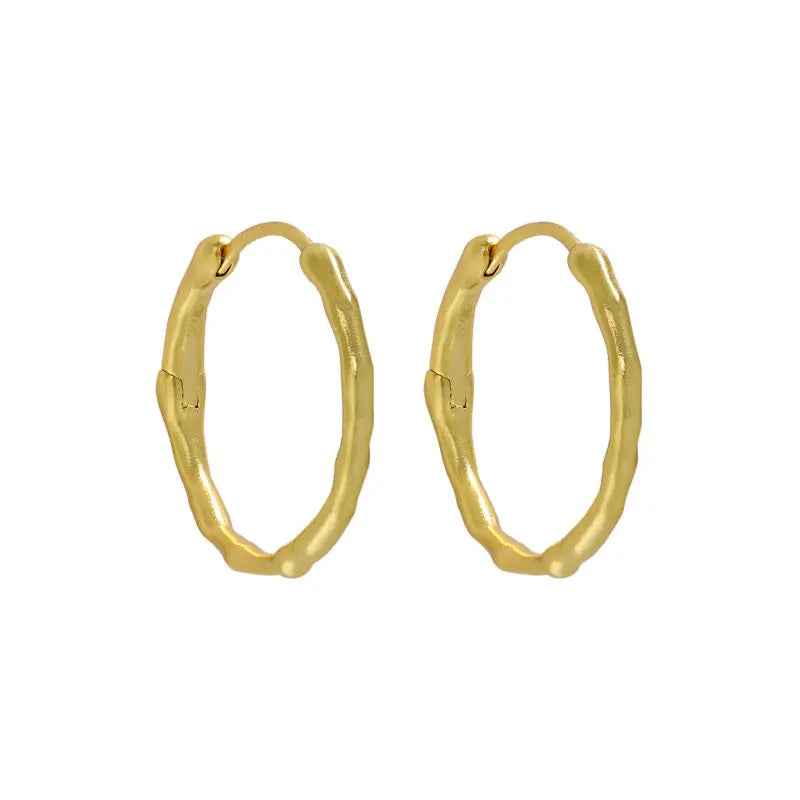 Irregular Matte Circle Silver Hoop Earrings