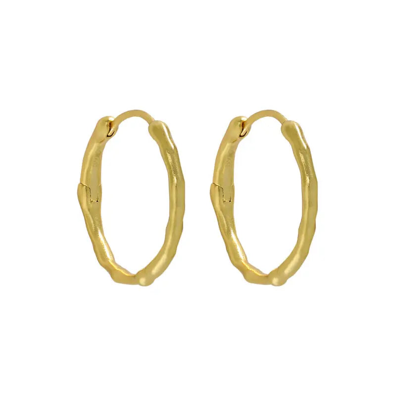 Irregular Matte Circle Silver Hoop Earrings