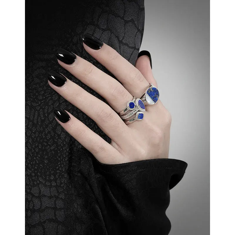 ATHENA'S LAPIS SHELL SILVER RING - OPHRASTUDIO