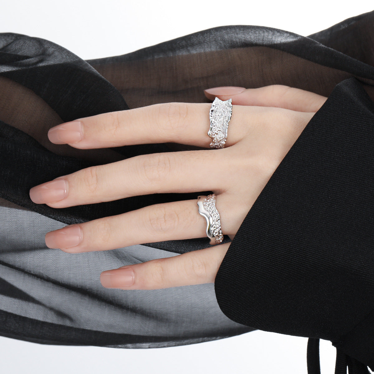 ISOLDE'S WIDE TEXTURED SILVER RING OPHRASTUDIO