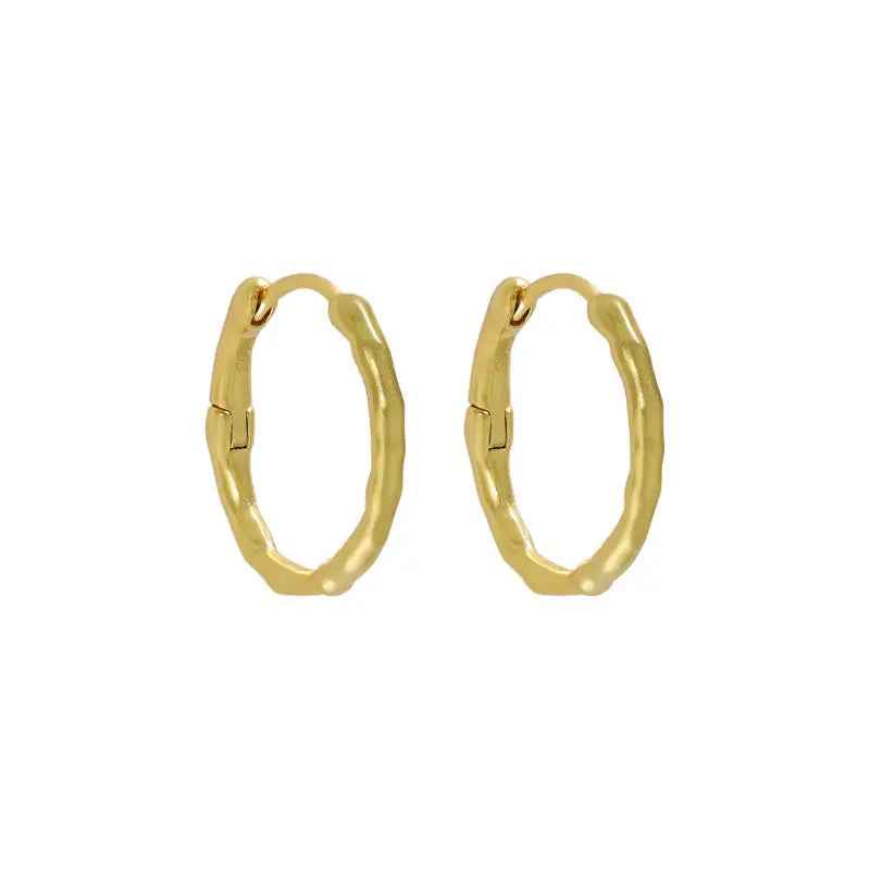 Irregular Matte Circle Silver Hoop Earrings