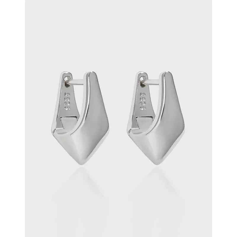 Geometric Harmony Silver Huggie Earrings