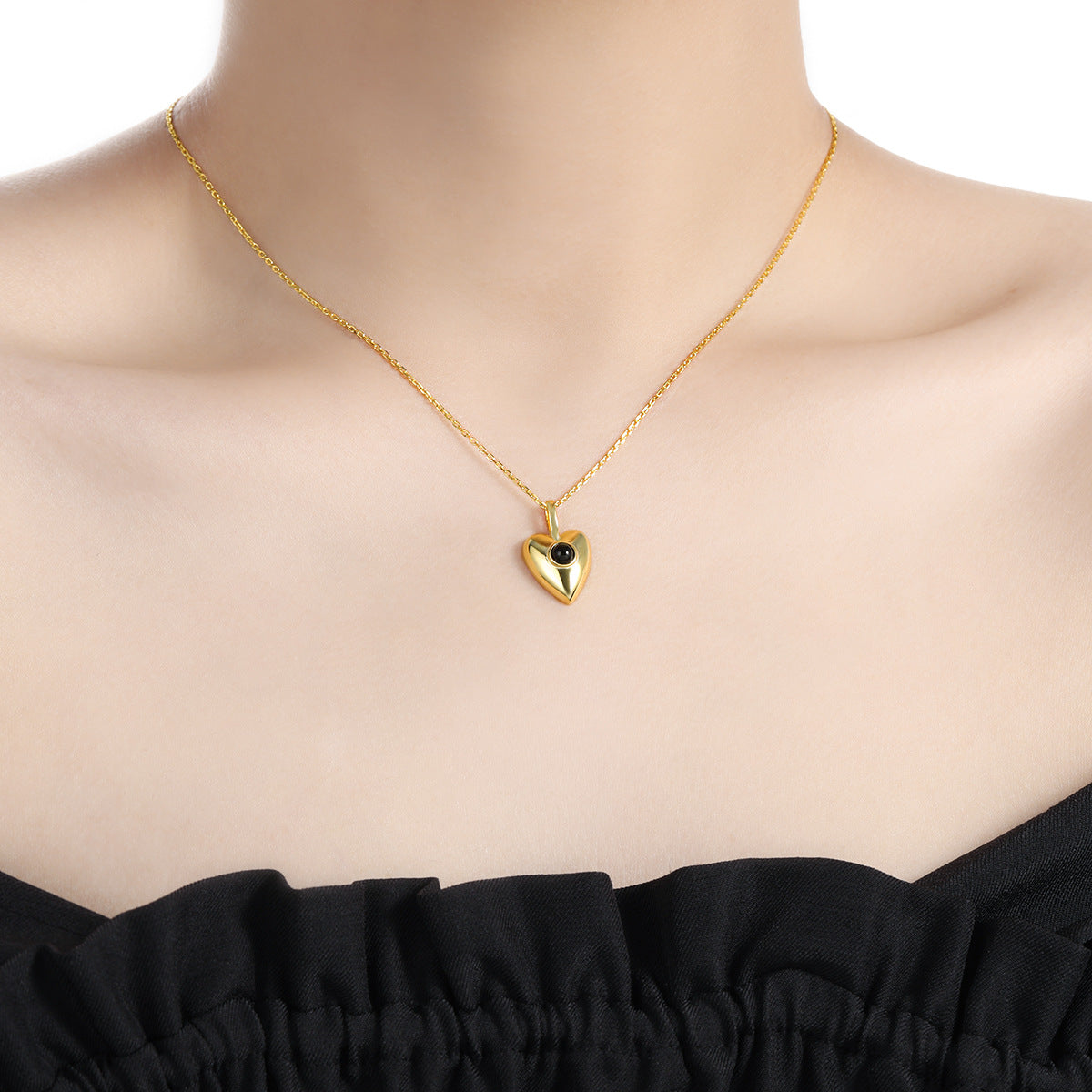572 lapis lazuli love necklace female European and American style S925 sterling silver niche personality ins high-end black agate silver jewelry OPHRASTUDIO