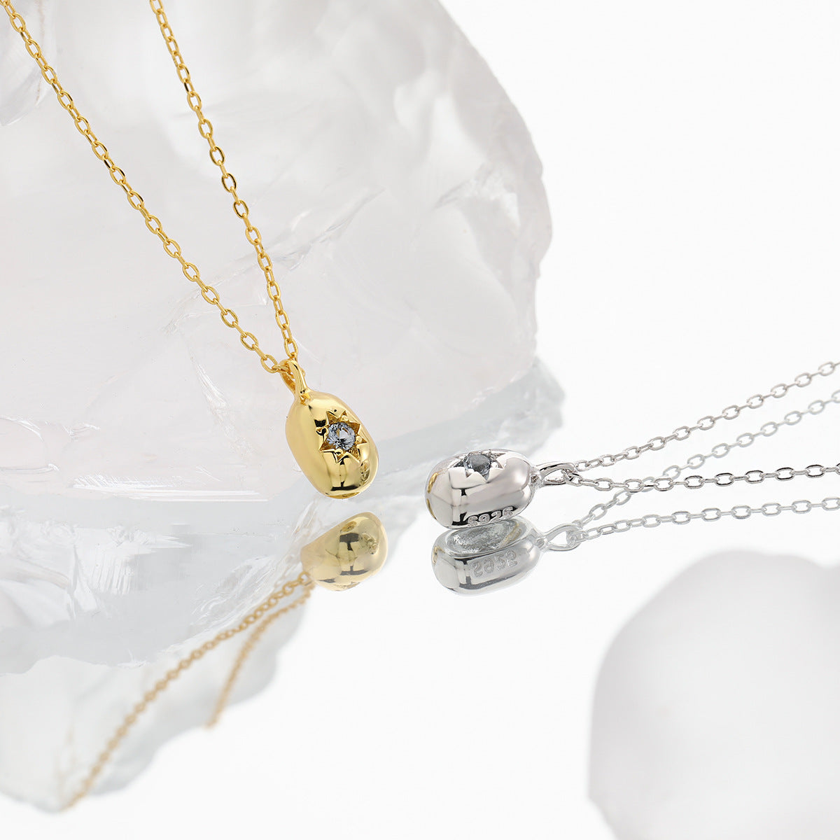 Celestial Spark Zircon Silver Pendant Necklace OPHRASTUDIO